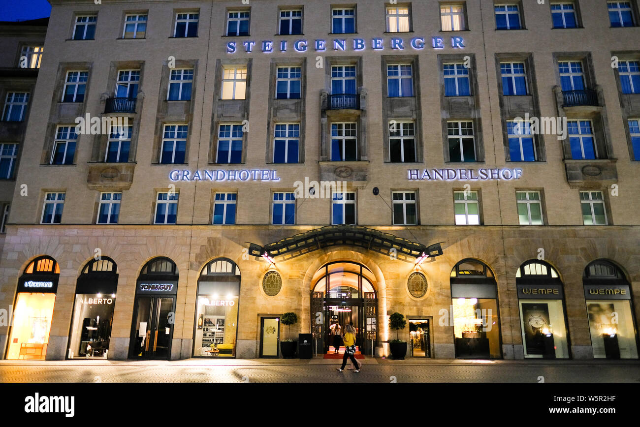 Leipzig Germany 25th July 19 The Hotel Steigenberger Grandhotel Handelshof In The Evening In The City Centre In The Salzgasschen Credit Jens Kalaene Dpa Zentralbild Zb Dpa Alamy Live News Stock Photo Alamy