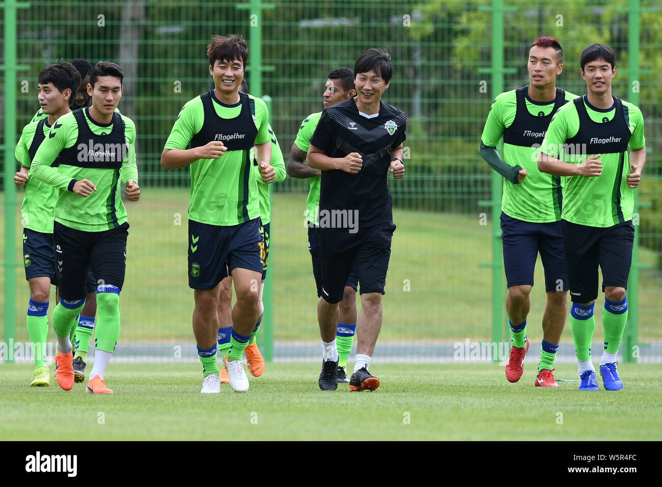 Players Of South Korea S Jeonbuk Hyundai Motors F C Take Part In A Training Session Before The Eighth Final Match Against China S Shanghai Sipg F C Stock Photo Alamy