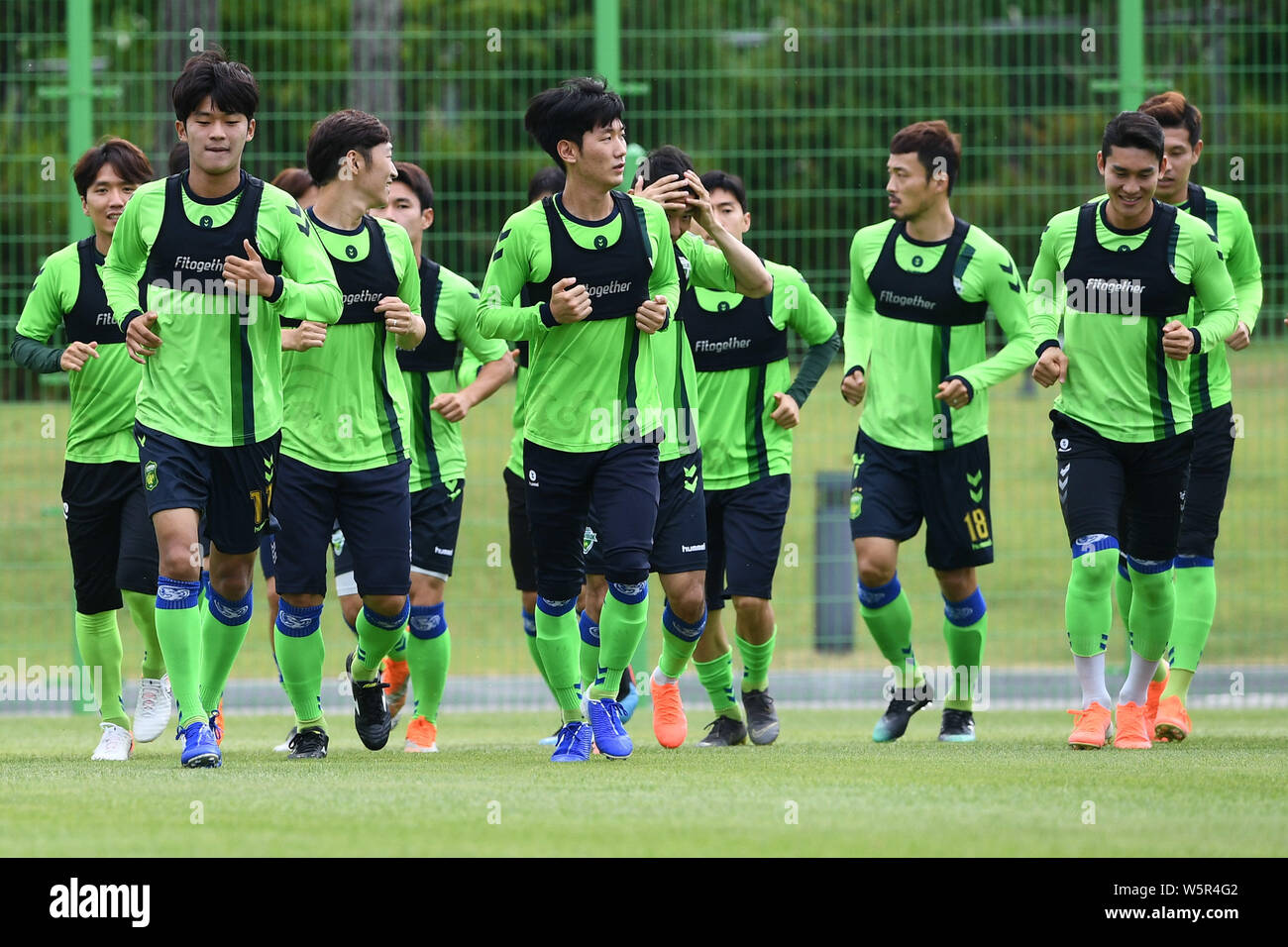 Players Of South Korea S Jeonbuk Hyundai Motors F C Take Part In A Training Session Before The Eighth Final Match Against China S Shanghai Sipg F C Stock Photo Alamy