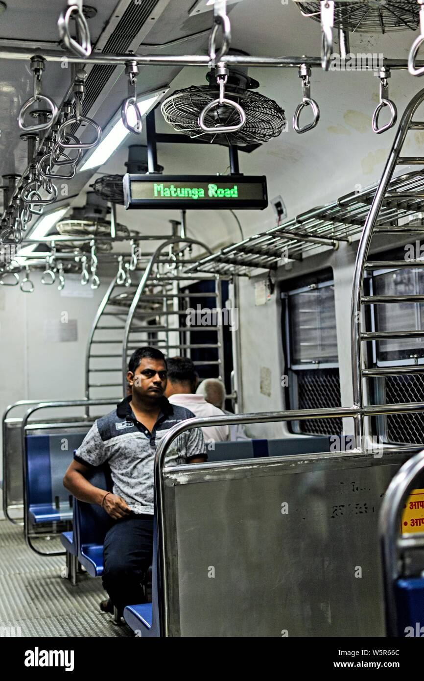 indicator in train at Matunga Road Railway Station Mumbai Maharashtra India Asia Stock Photo