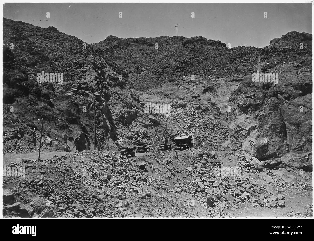 Looking downstream into open cut and excavation for Arizona spillway
