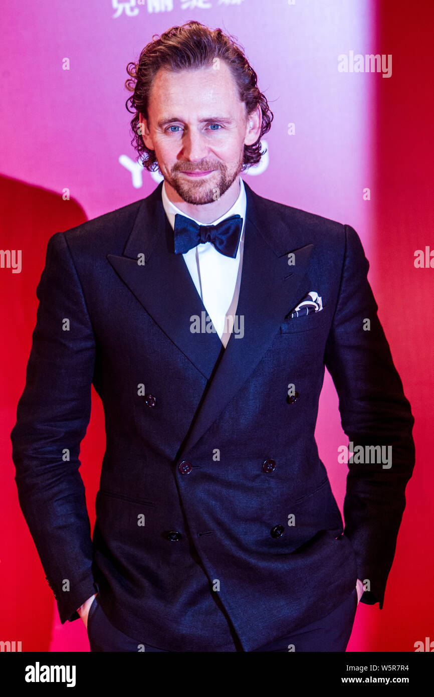 English actor and film producer Tom Hiddleston, center, arrives on the ...