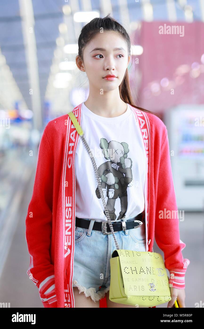 Chinese actress Jelly Lin or Lin Yun arrives at the Shanghai Pudong ...