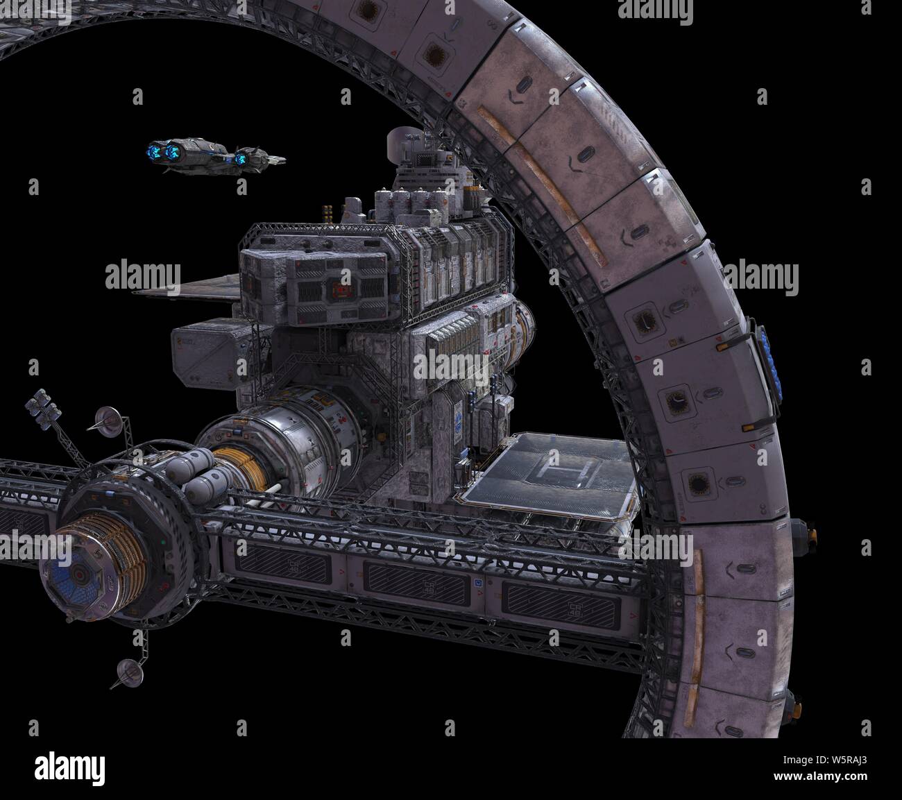 3D Illustration Future Space Station Isolated on White Background Stock ...