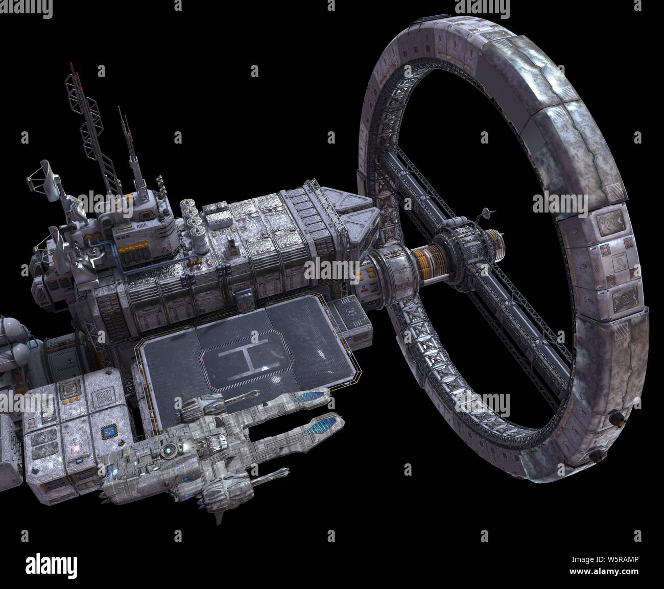 3D Illustration Future Space Station Isolated on White Background Stock ...