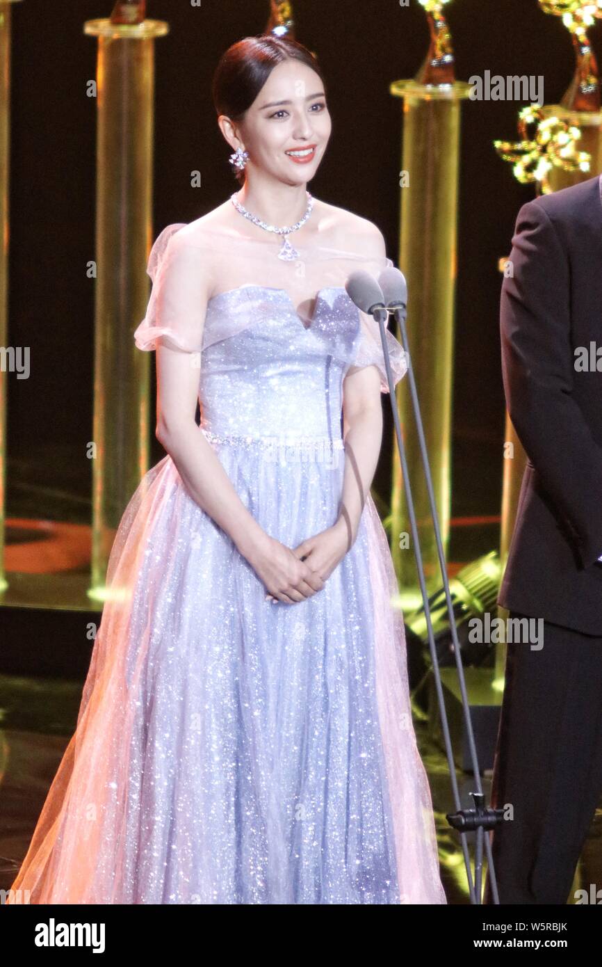 Chinese actress Tong Liya poses during the 25th Shanghai TV Festival in