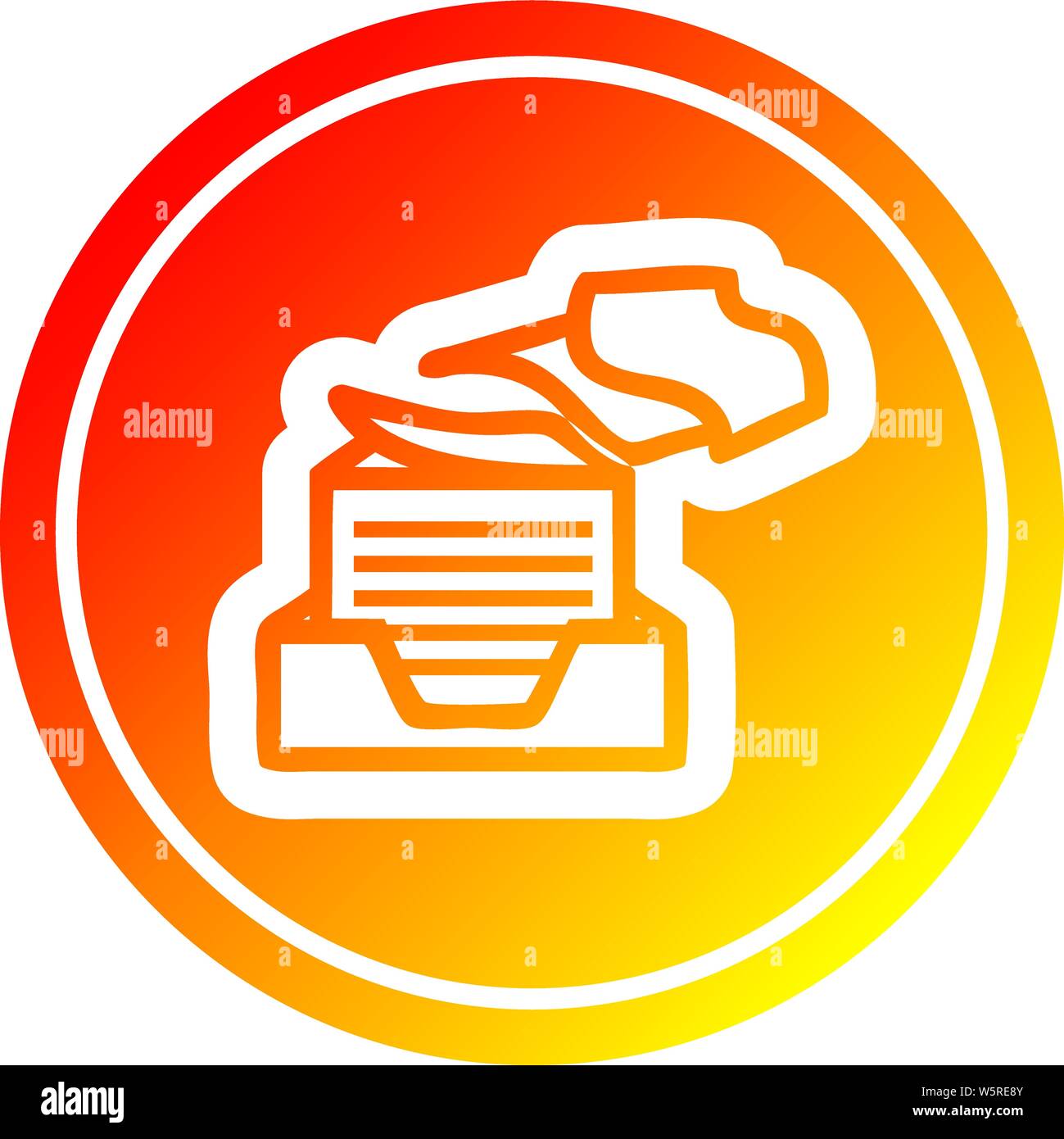 office paper stack circular icon with warm gradient finish Stock Vector ...
