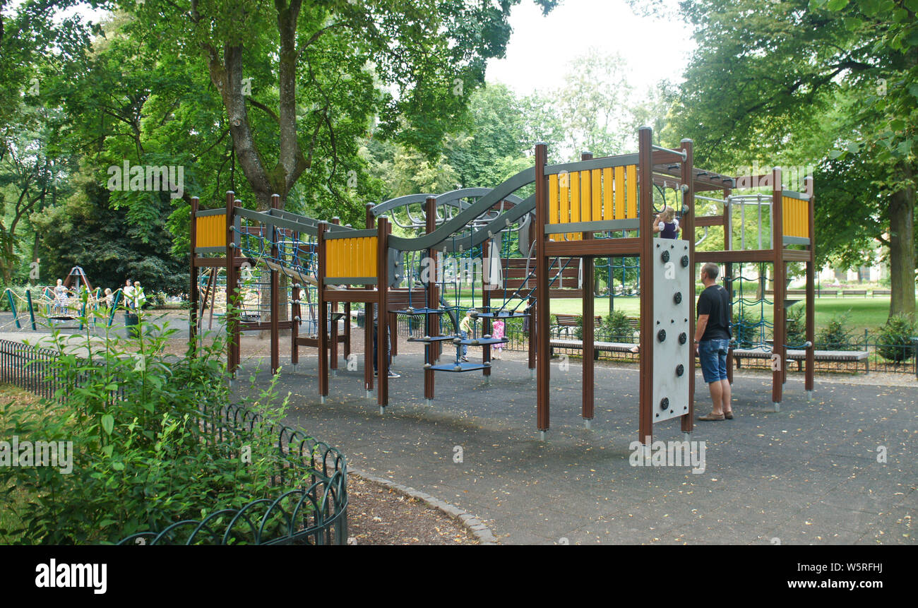 Bremen, Germany - 07/23/2015 - Wooden playground for kids in the park Stock Photo