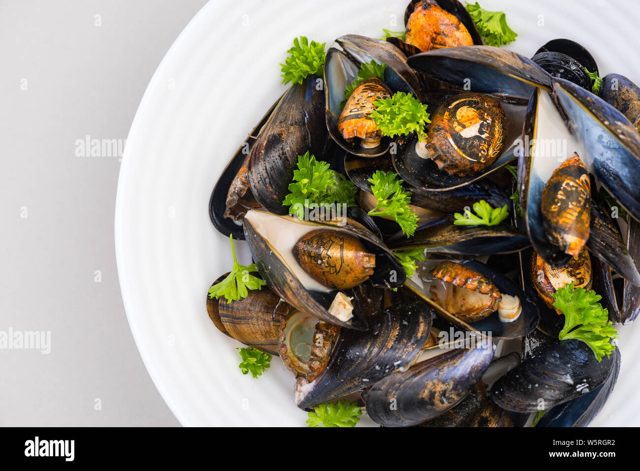Ocean Pollution Concept, Contamined Seafood from Polluted Water. Stock Photo