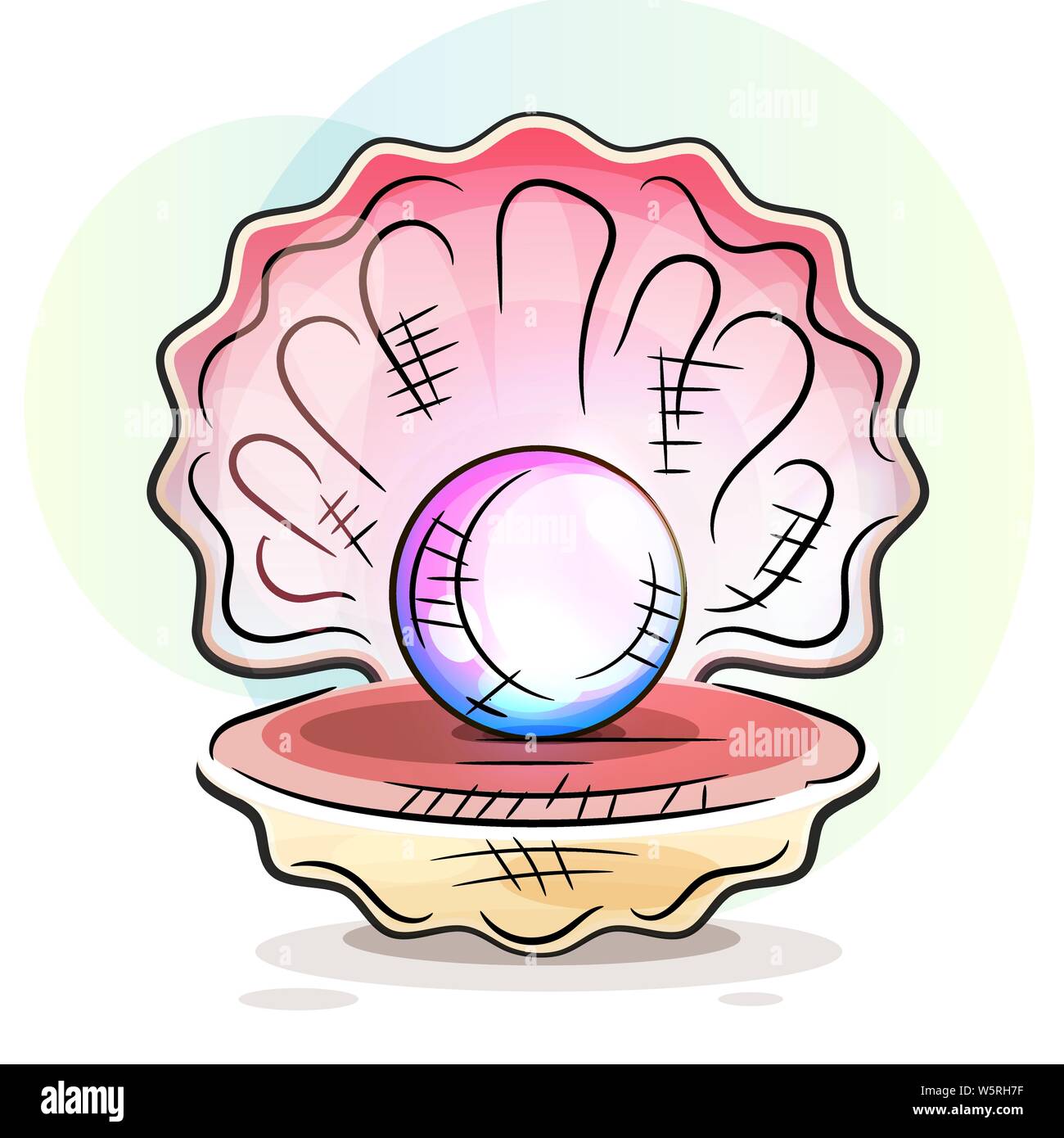 Beautiful Natural Open Pearl Shell Close Up Realistic Single Valuable ...