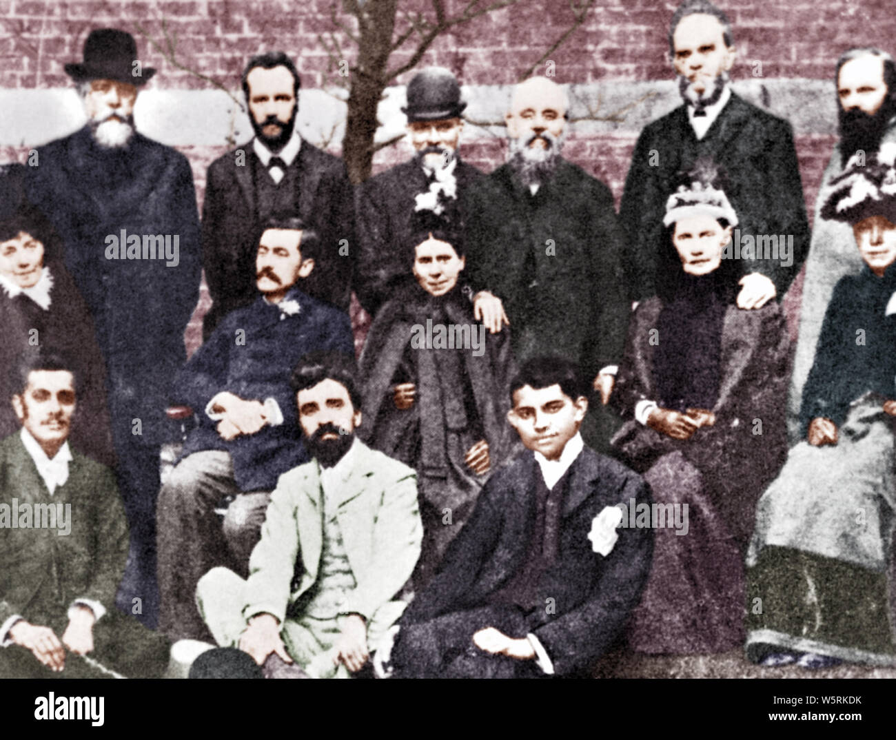 Mahatma Gandhi with members of the Vegetarian Society, London, England, UK, United Kingdom, 1890, old vintage 1800s picture Stock Photo