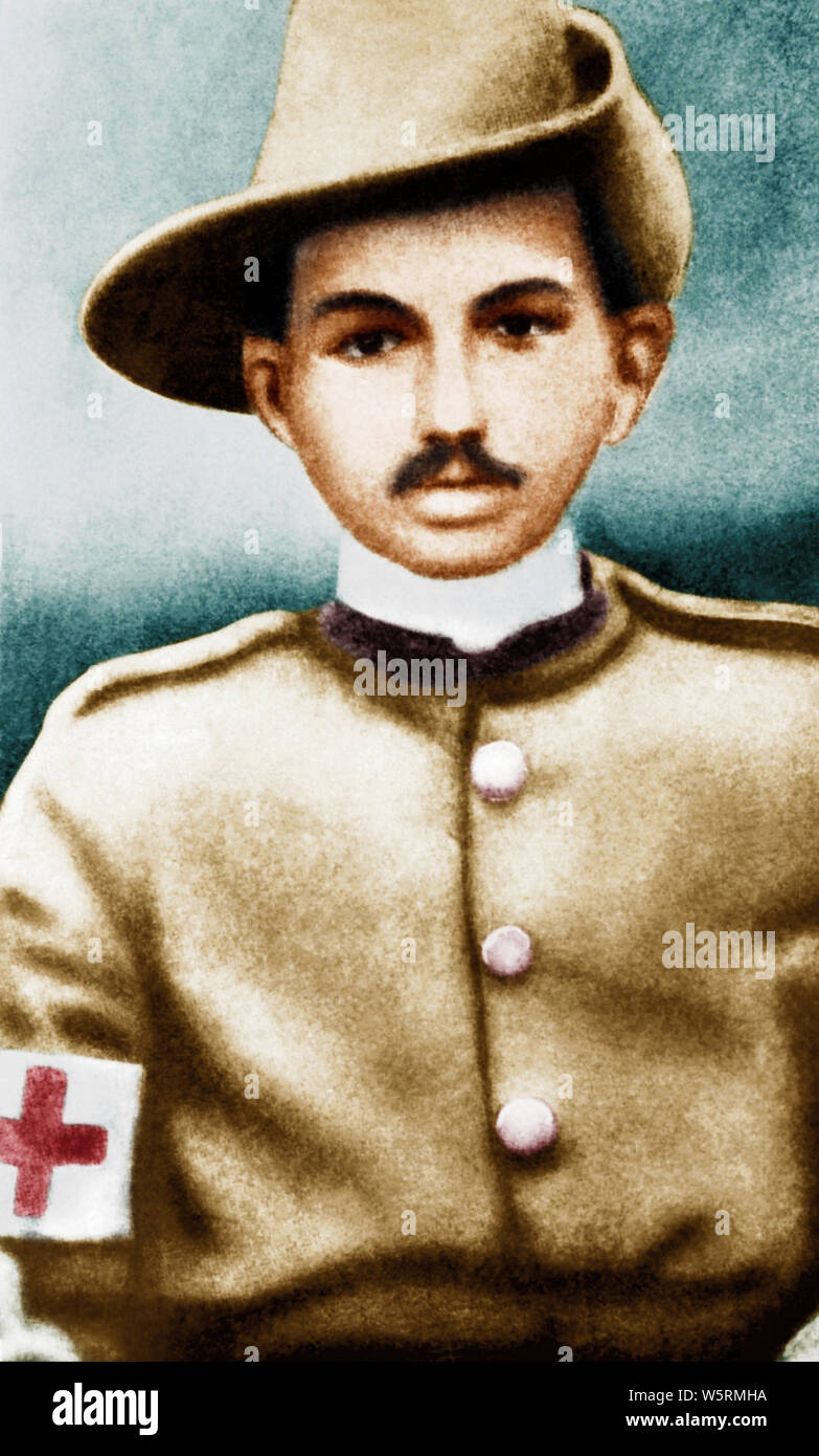 old vintage photo of Mahatma Gandhi as Sergeant Major South Africa 1906 Stock Photo