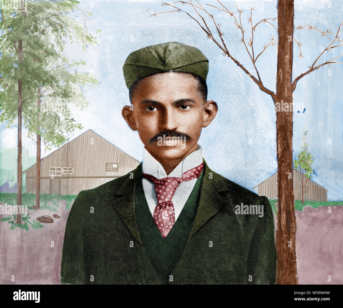 old vintage photo of Mahatma Gandhi in South Africa 1895 Stock Photo