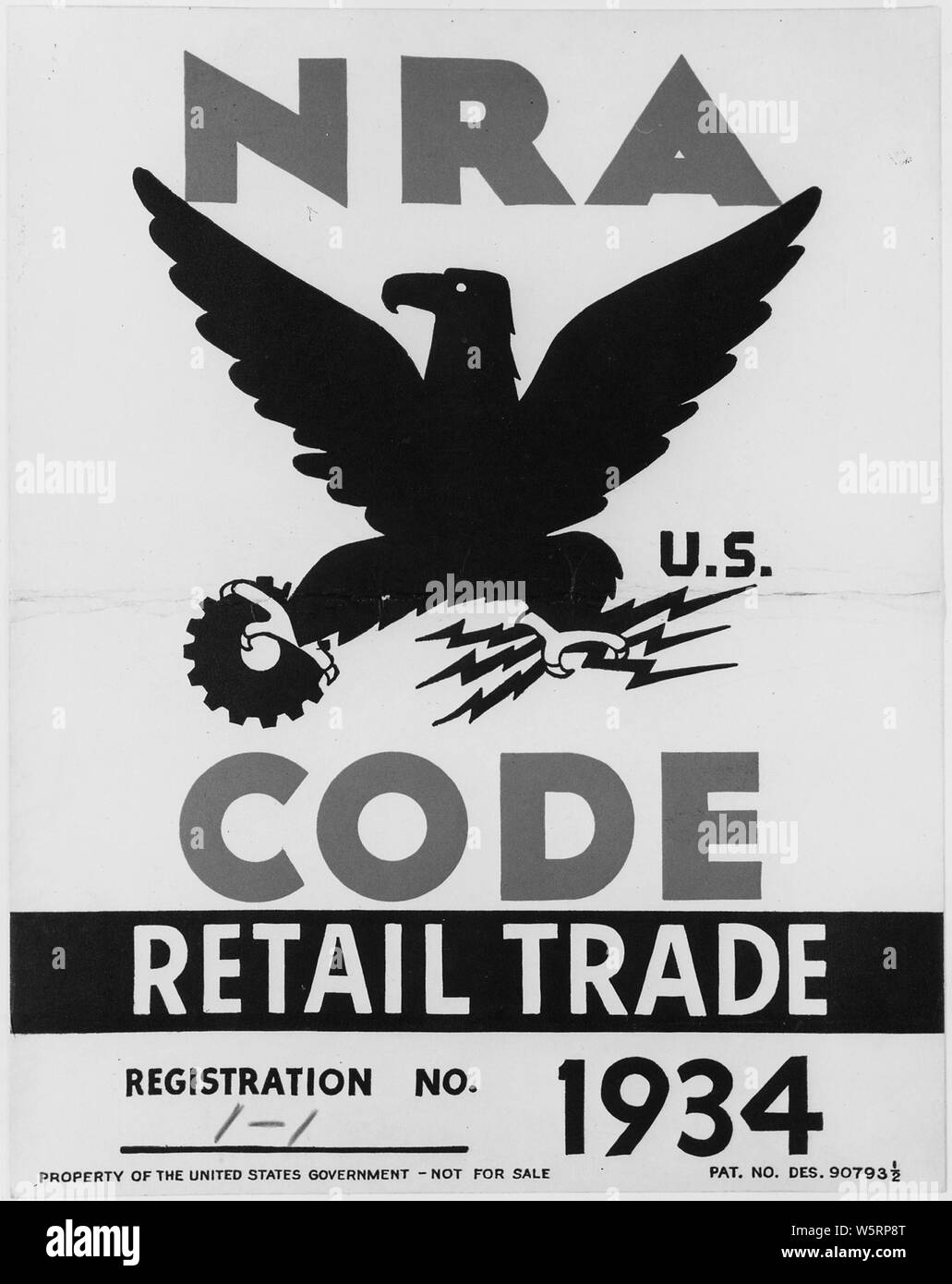 NRA:poster:blue eagle:displayed by businesses to show support for government program Stock Photo