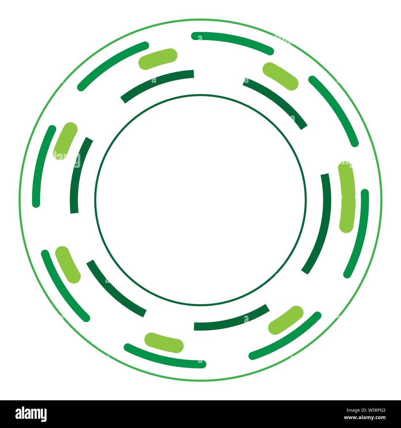 Green version - Random circles with dashed lines, Randomness, circular concept Stock Vector