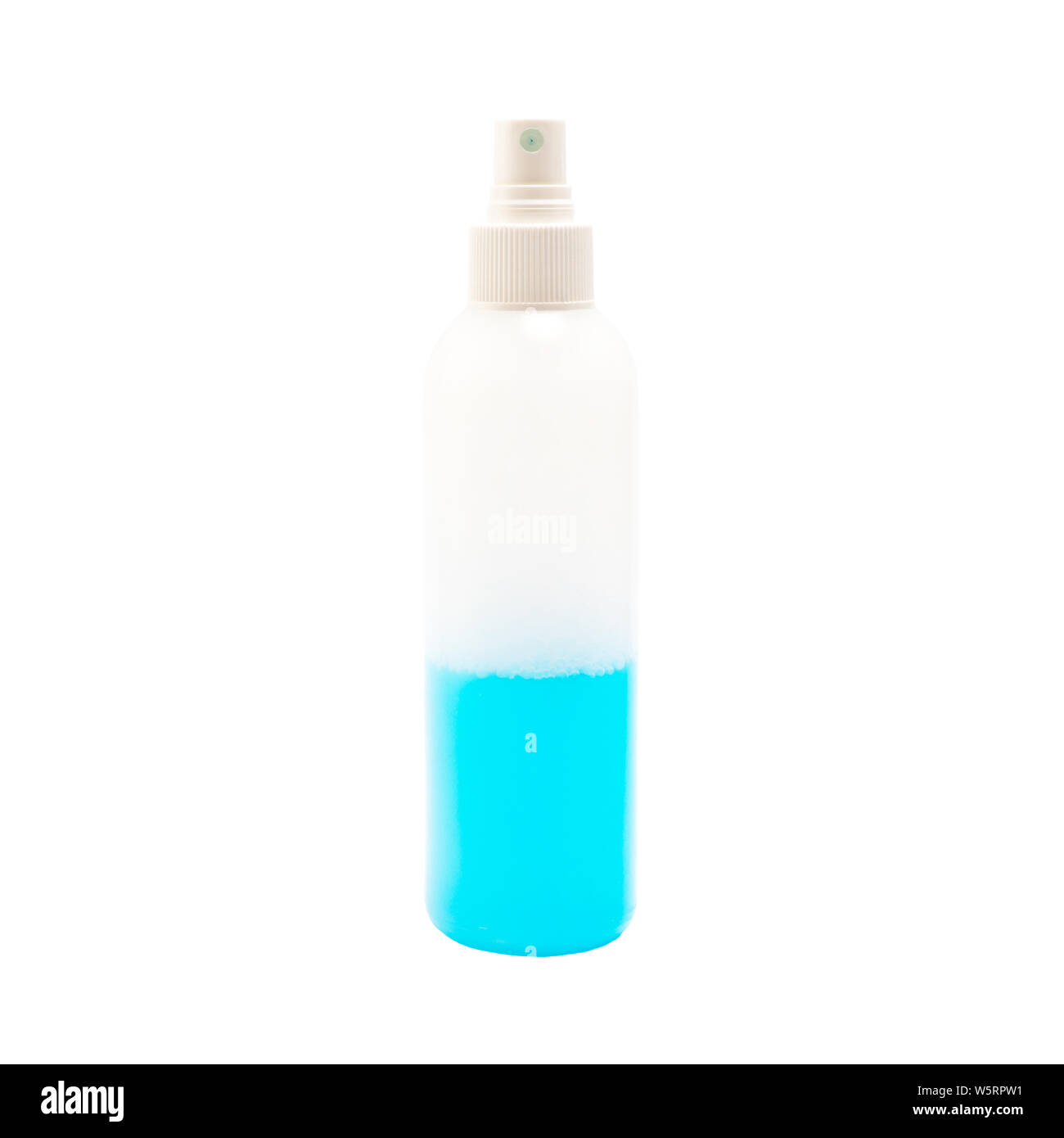 Plastic perfume spray bottle with blue liquid isolated on white background Stock Photo Alamy