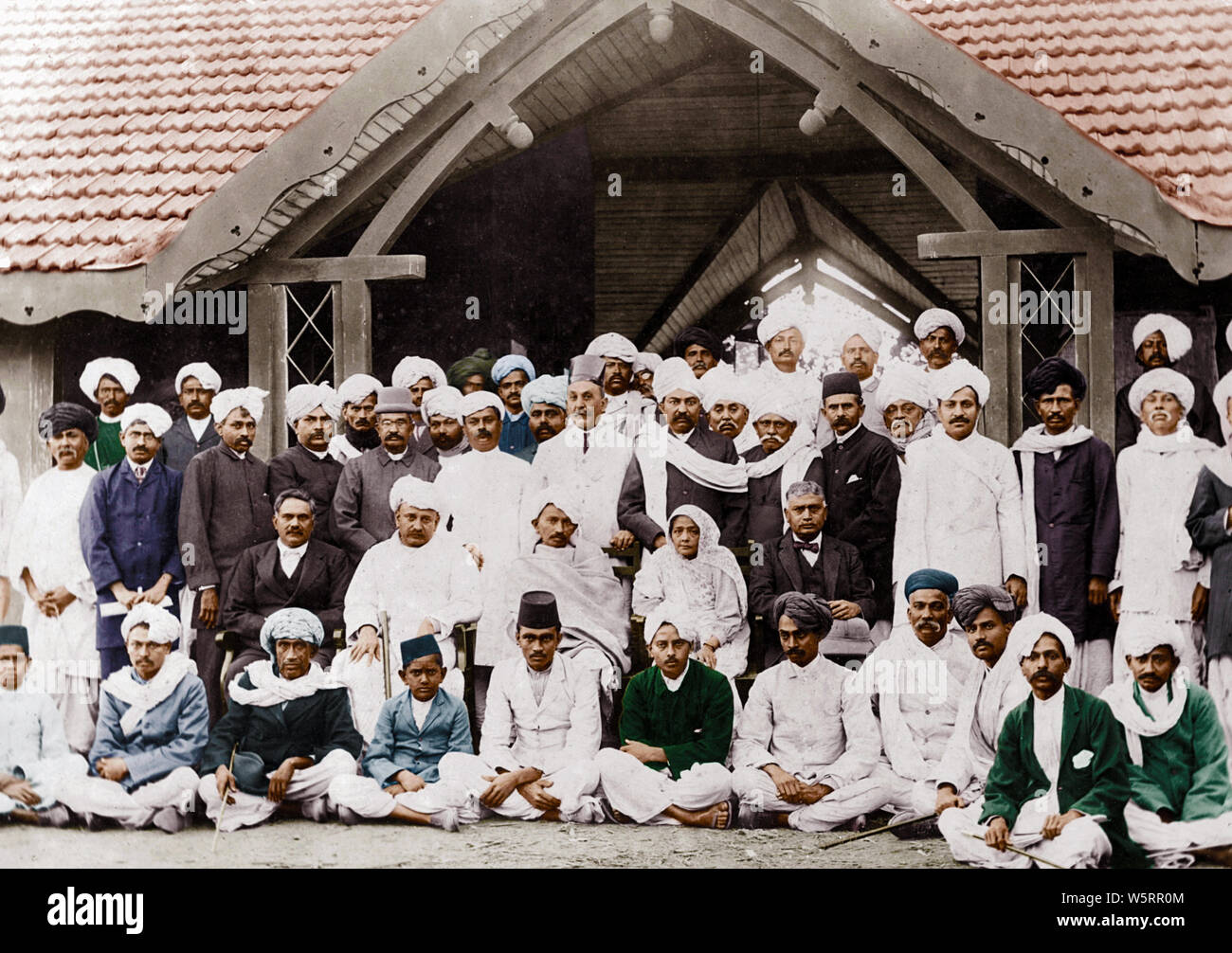 Reception Mahatma Gandhi and Kasturba Jetpur Gujarat India Asia January 27 1915 Stock Photo