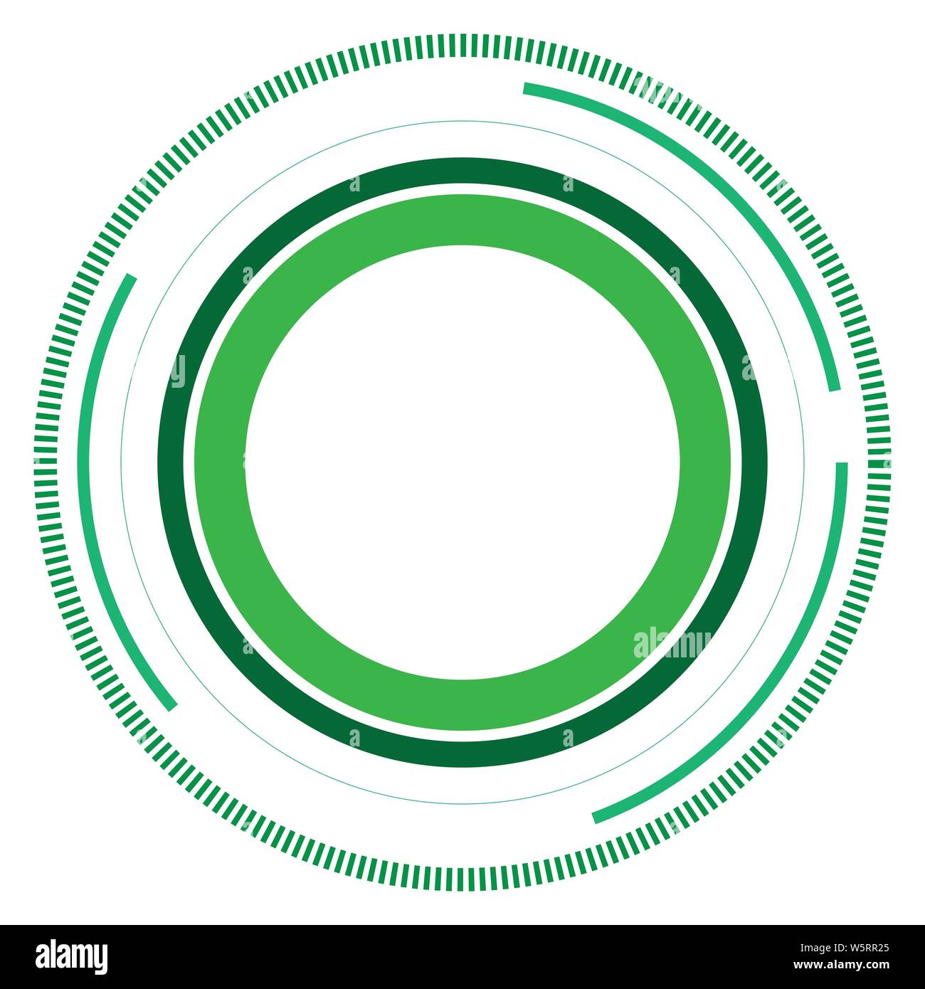 Green version - Random circles with dashed lines, Randomness, circular concept Stock Vector