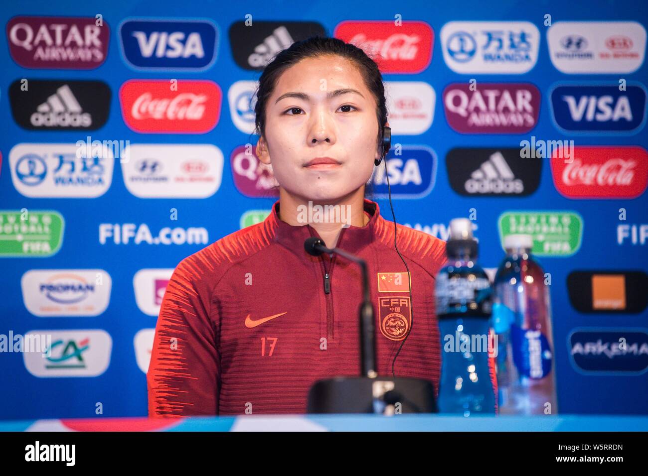 Gu Yasha of China womenu0027s national football team attends a press 