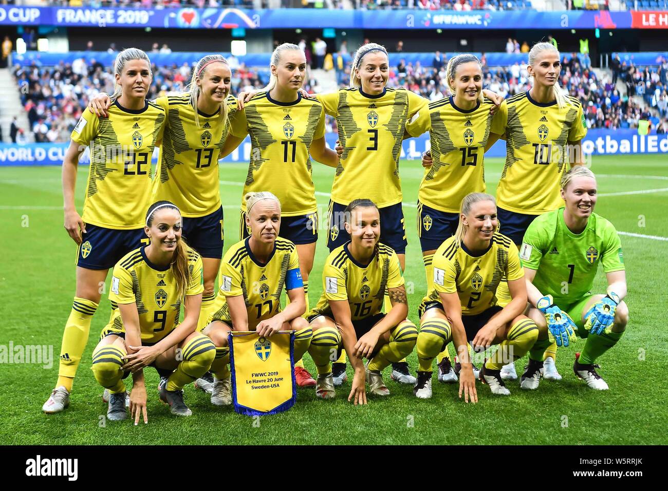 Players Of The Starting Line Up Of Sweden Women S National Football Team Pose For Photos Before Competing Against United States Women S National Socce Stock Photo Alamy