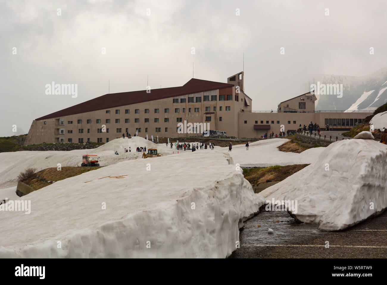 Murodo terminal station. Tateyama Kurobe alpine route. Japan Stock Photo