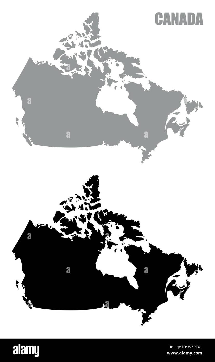 Canada silhouette maps isolated on white background Stock Vector