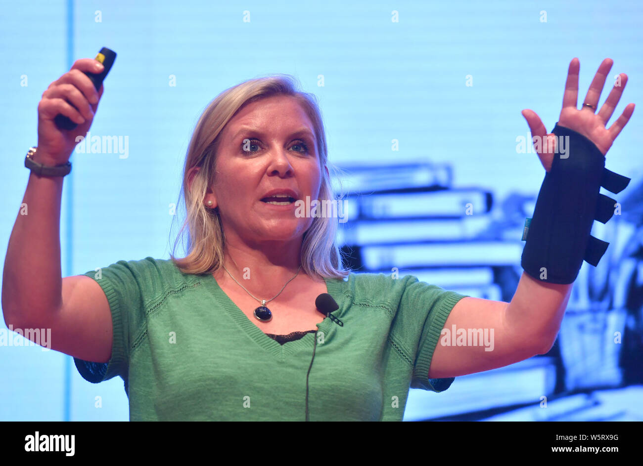 English novelist Lucy Hawking, daughter of the late theoretical physicist Stephen Hawking and writer Jane Wilde Hawking, speaks during a promotional e Stock Photo
