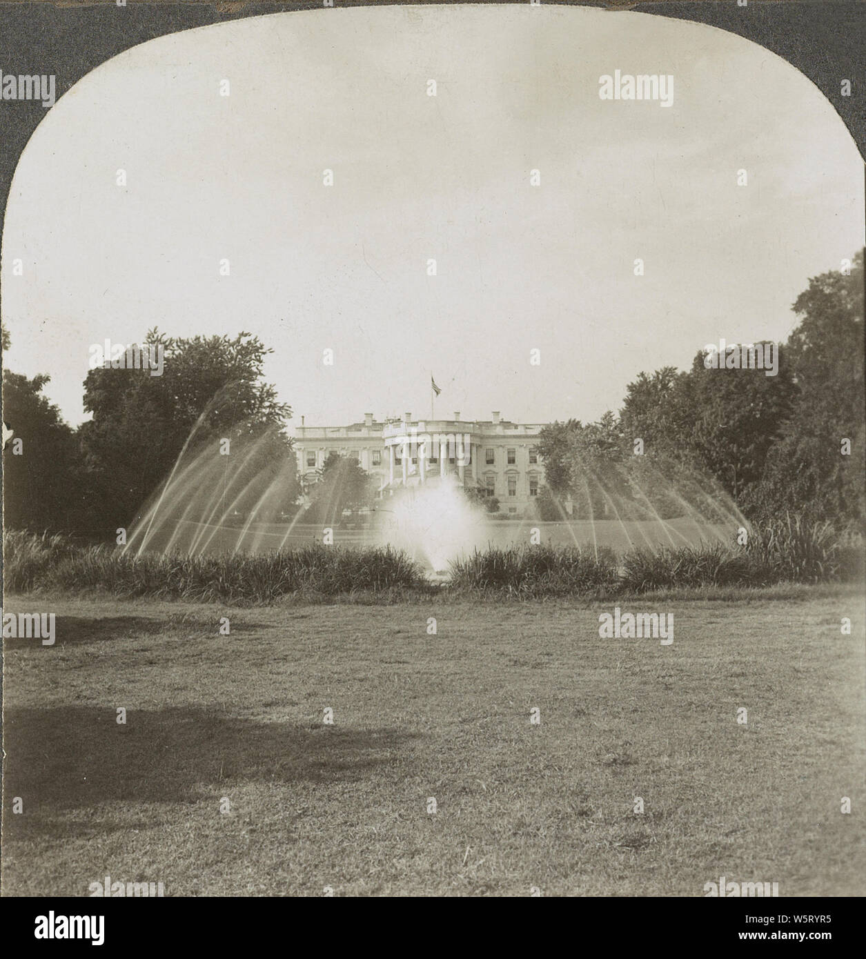 Looking North to the White House across the lawns of the Executive Grounds, Washington, D.C. 1928. Stock Photo