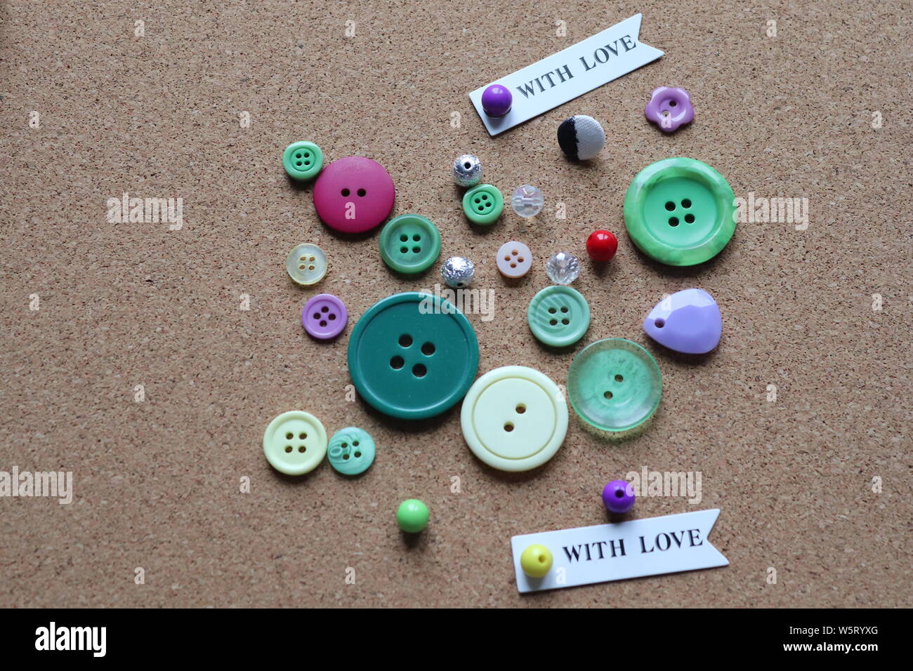 Mixed size and colourful buttons for clothing or crafts .big small buttons fasteners Stock Photo