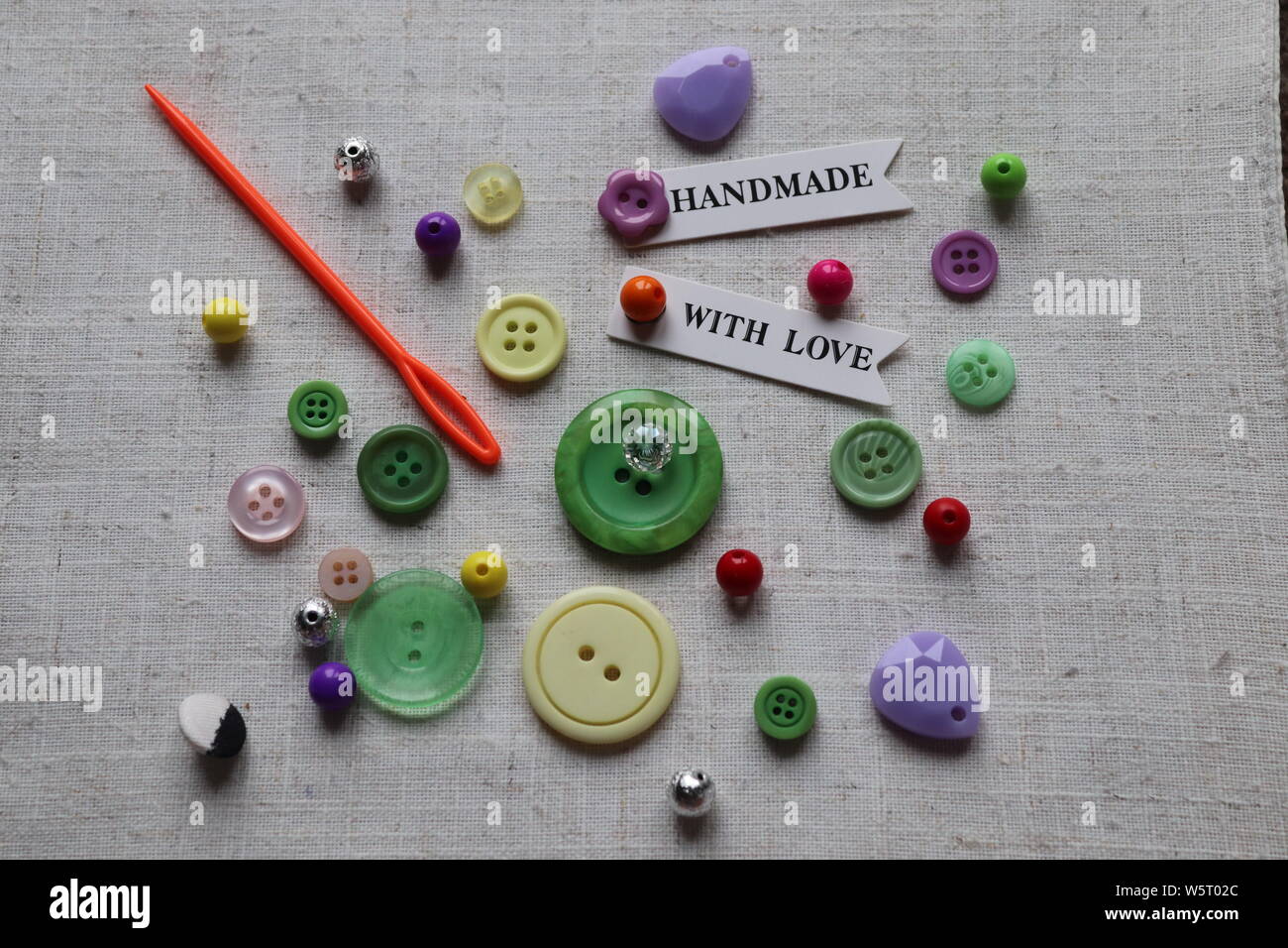 Mixed size and colourful buttons for clothing or crafts .big small buttons fasteners Stock Photo