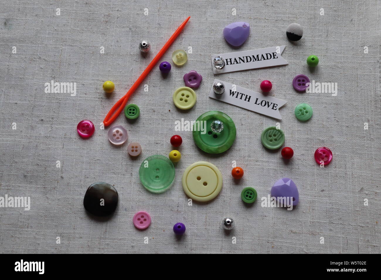 Mixed size and colourful buttons for clothing or crafts .big small buttons fasteners Stock Photo
