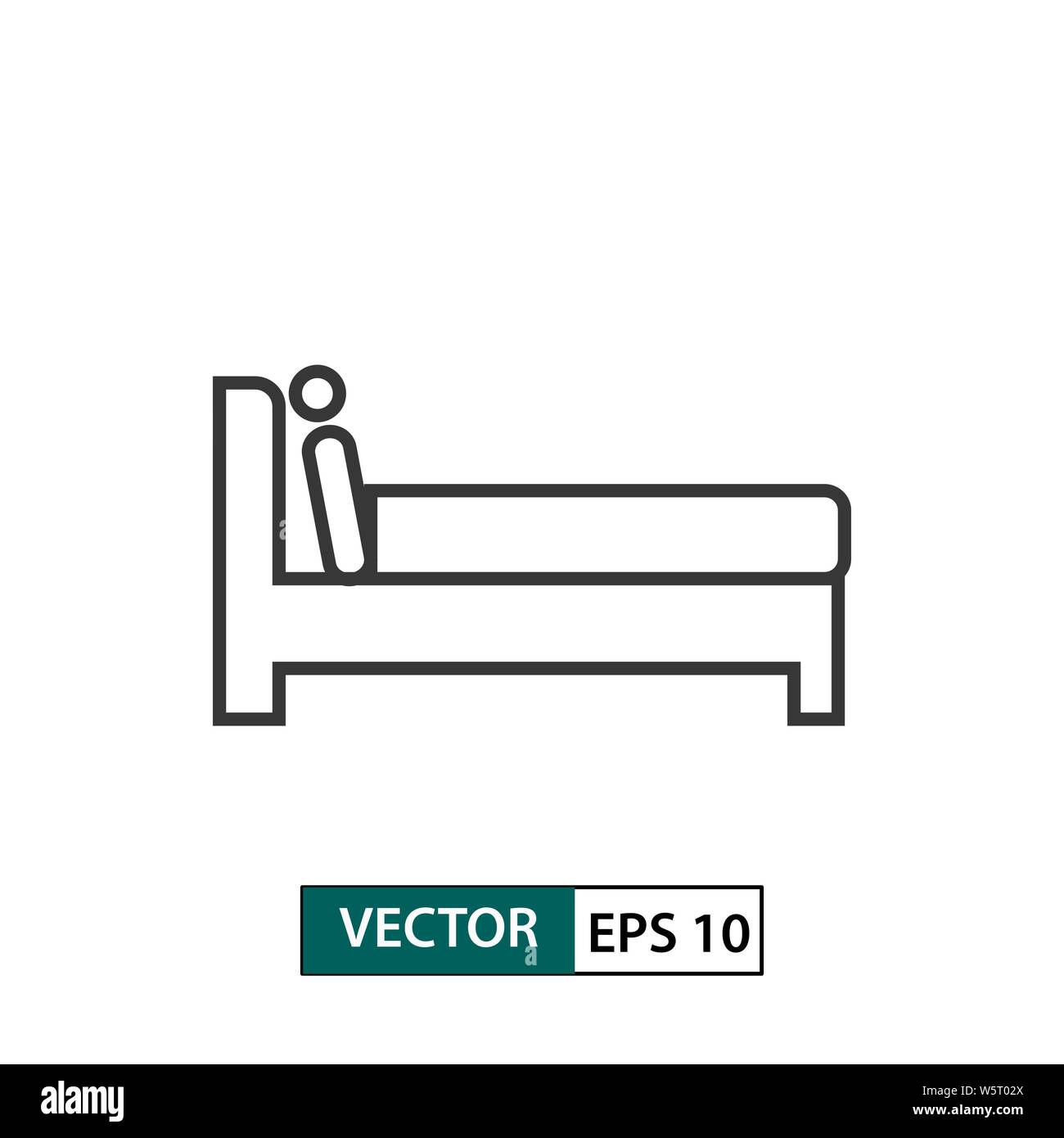 Bed icon. Outline style. Isolated on white background. Vector illustration EPS 10 Stock Vector