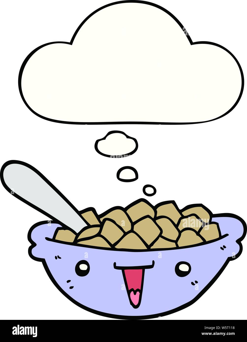 cute cartoon bowl of cereal with thought bubble Stock Vector Image ...