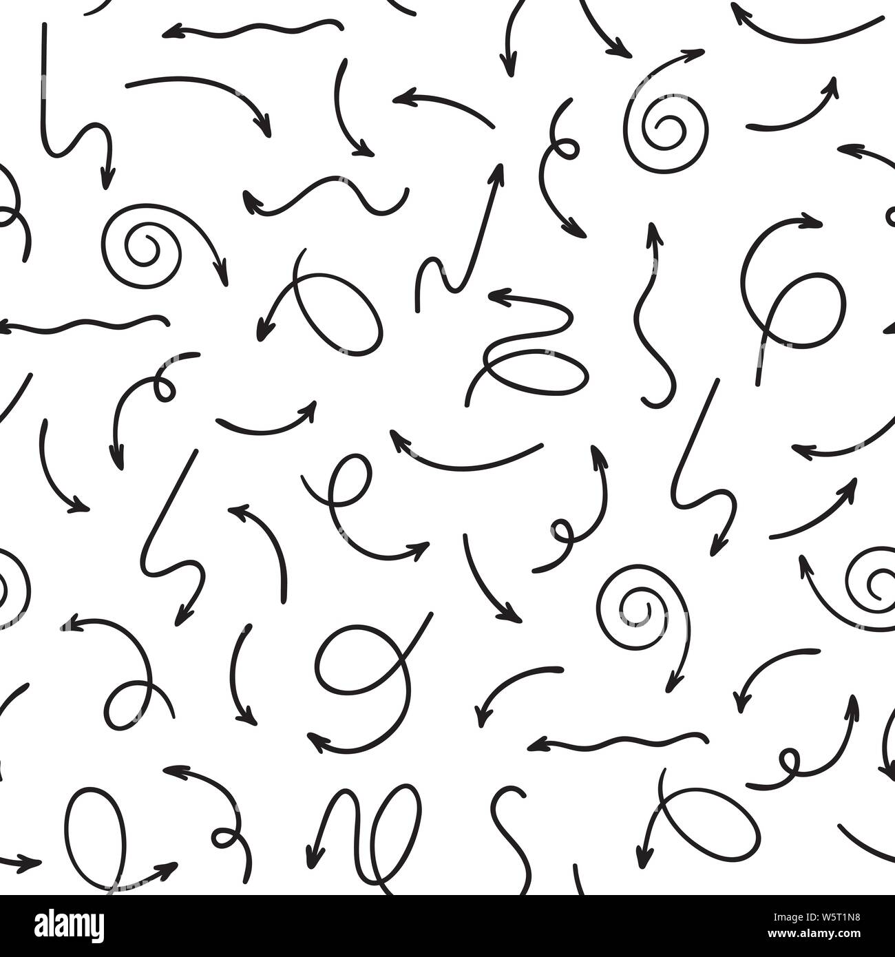 Vector hand drawn arrows set on a white background. Seamless pattern Stock Vector