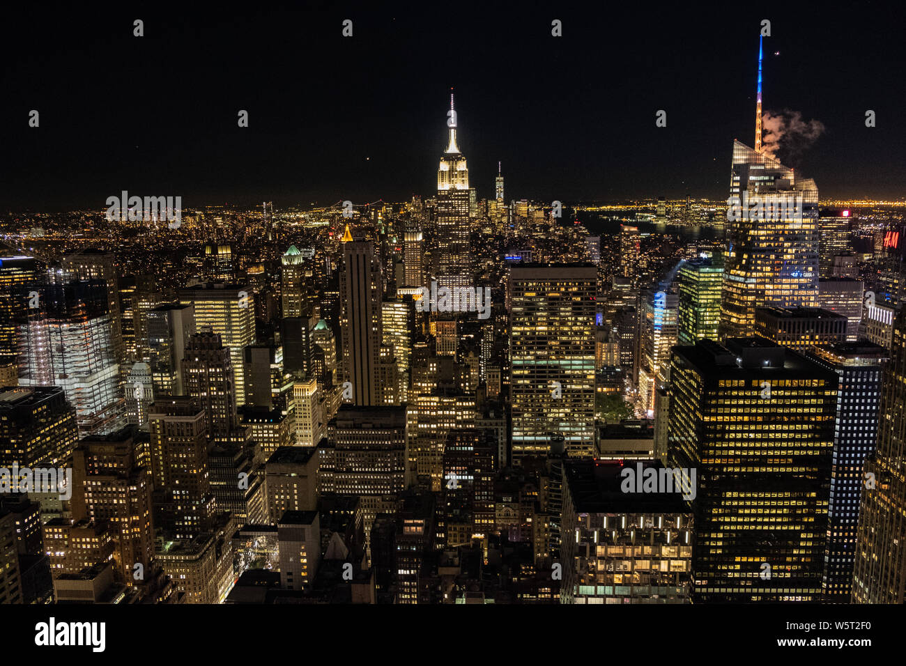 New York City skyline panorama at night Stock Photo - Alamy