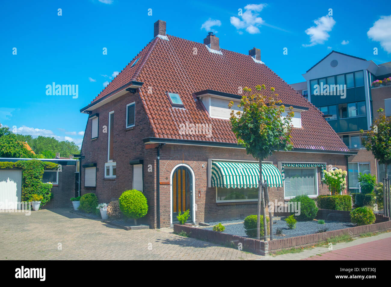 Typical Dutch family house, architecture in Netherlands Stock Photo