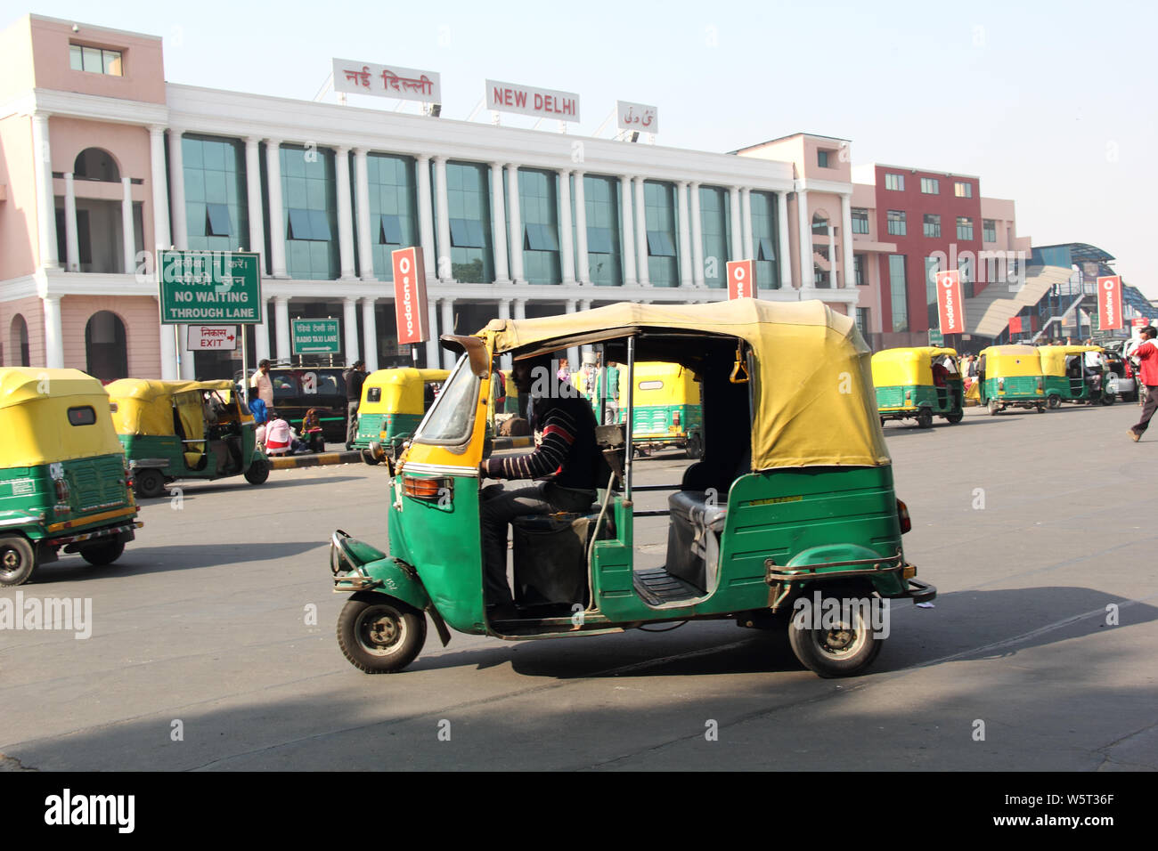 Auto rickshaws outside of New Delhi Railway station, India Stock Photo