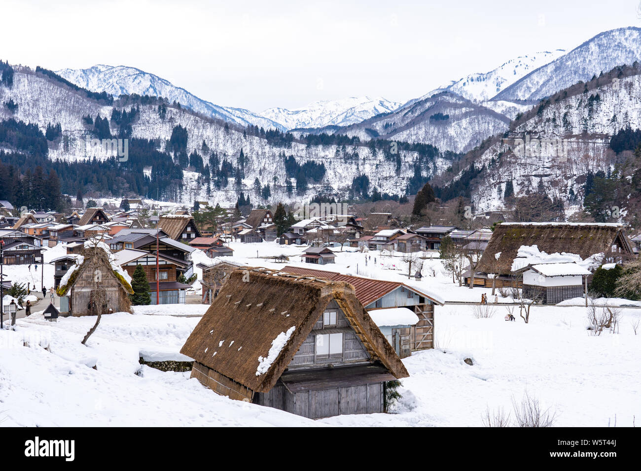 Winter season at Shirakawa-go village, Gifu, Japan. Stock Photo