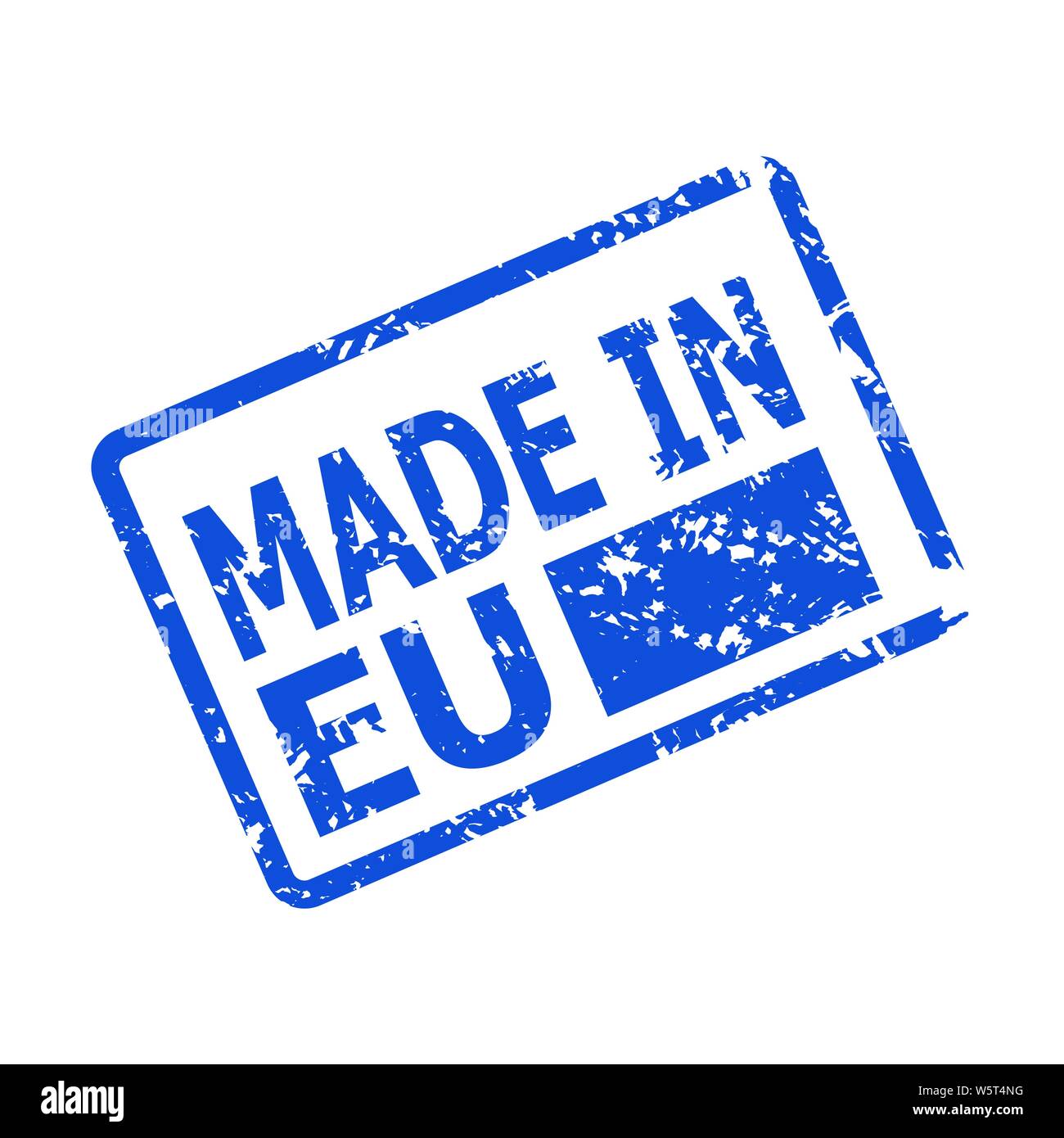 Made in EU, rubber stamp origin country item. Europe vector production, product form eu badge, stamp made in eu, illustration official quality manufac Stock Vector