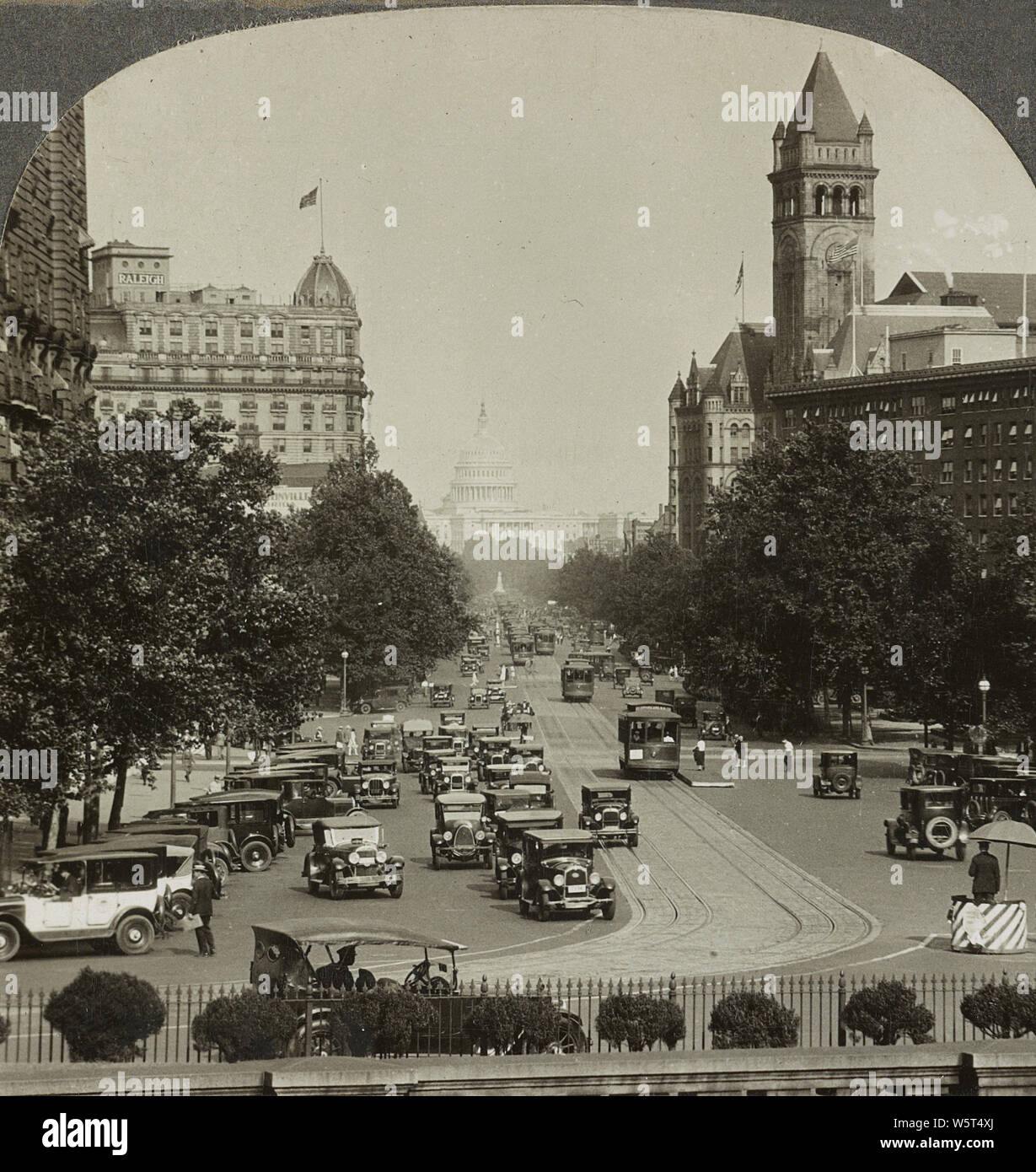 Pennsylvania Ave. from the South steps of the Treasury Building, Washington, D.C. 1928. Stock Photo
