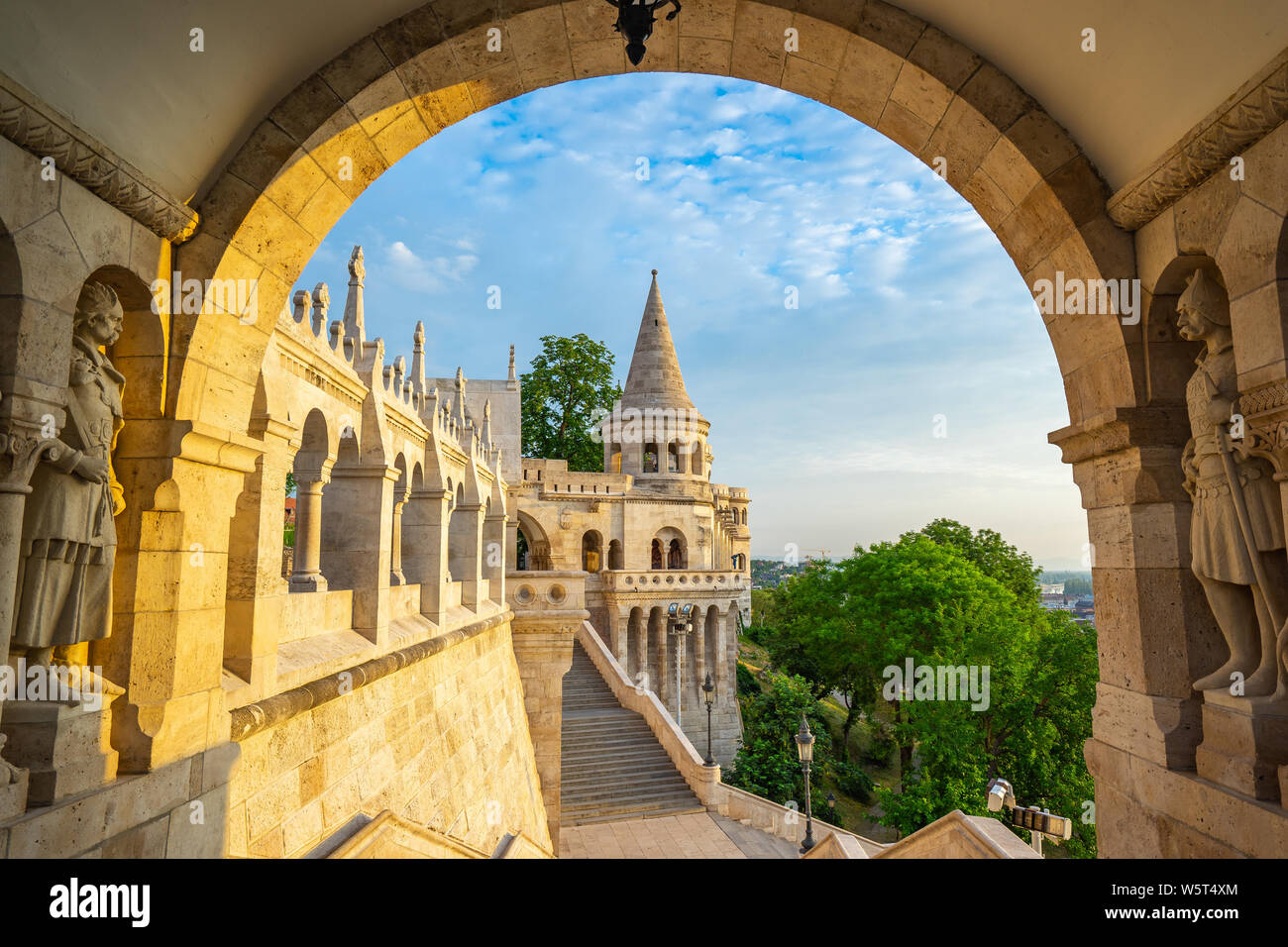 Tower of Fisherman's Bastion in Budapest city, Hungary. Stock Photo