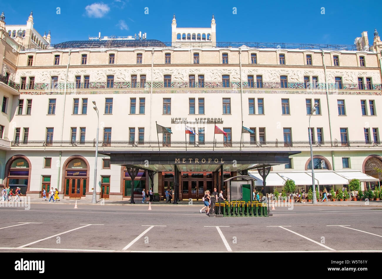 Russia, Moscow- July 27 2019: Hotel Metropol in the center Stock Photo