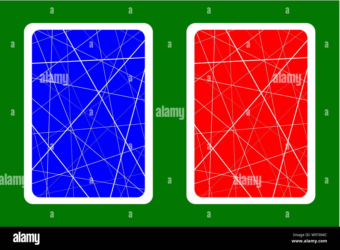 Playing Card Back Designs - Random chaotic lines abstract geometric pattern - blue and red Stock Vector