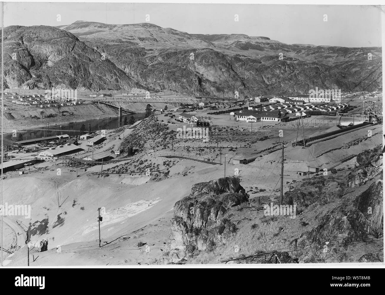 Panorama of general works area taken from top of forebay slope on the ...