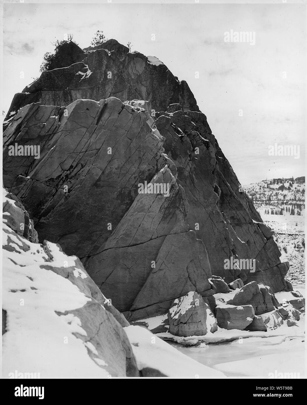 Part of a granite obstruction in the main channel of Columbia River at Hell Gate.; Scope and content:  Photograph from Volume Two of a series of photo albums documenting the construction of the Grand Coulee Dam and related work on the Columbia Basin Project. Stock Photo