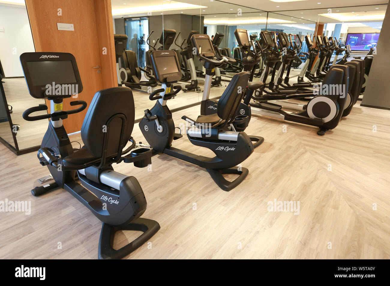 An interior view of a fitness center at Alibaba's futuristic hotel "Flyzoo  Hotel" in Hangzhou city, east China's Zhejiang province, 17 December 2018  Stock Photo - Alamy