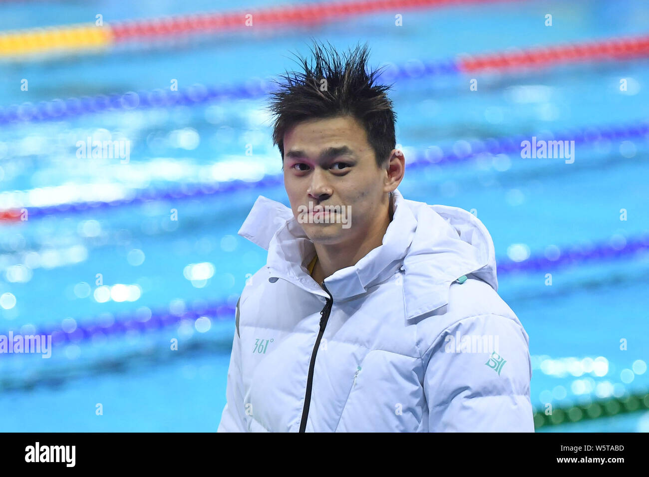 Chinese swimming Olympic champion Sun Yang takes part in a training ...