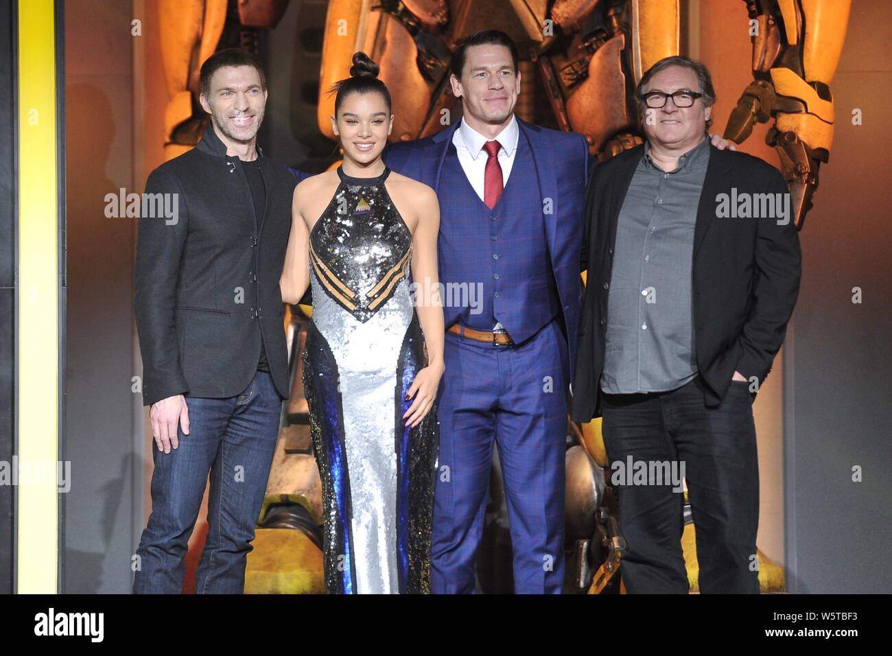 From left) American film director ravis Knight, actress and singer Hailee  Steinfeld, professional wrestler and actor John Cena, and film producer Lor  Stock Photo - Alamy