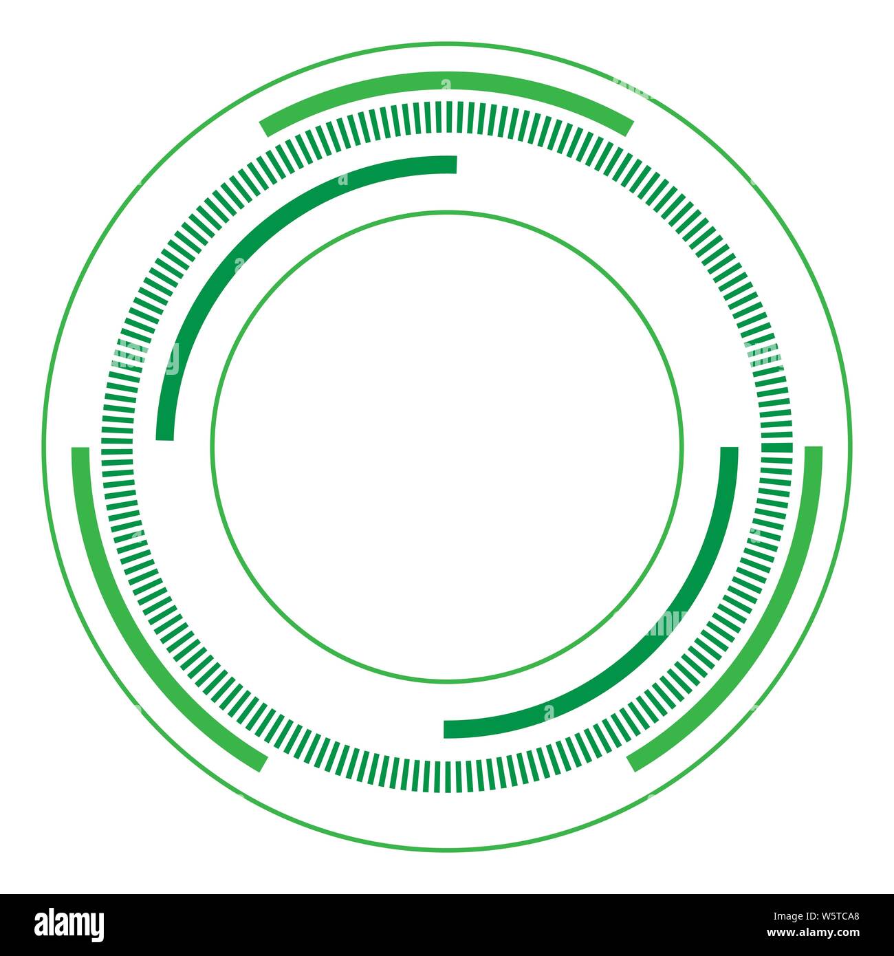 Green version - Random circles with dashed lines, Randomness, circular concept Stock Vector