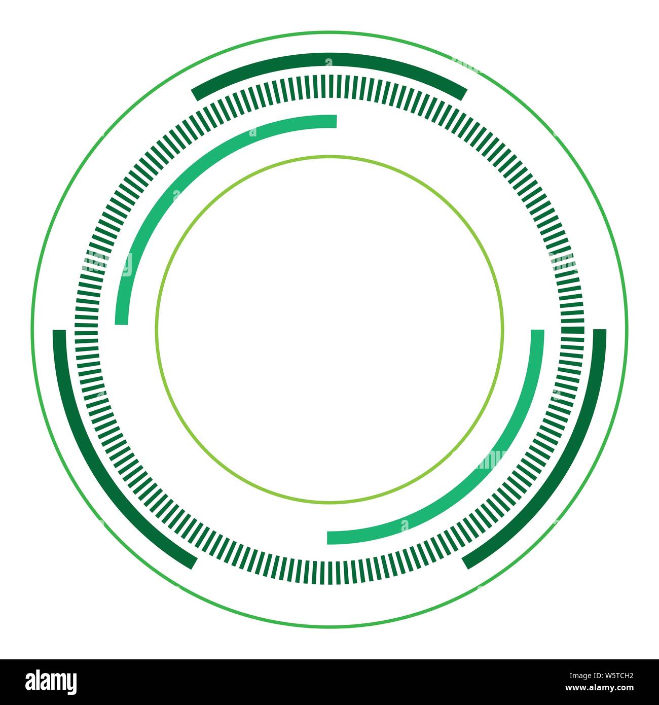Green version - Random circles with dashed lines, Randomness, circular concept Stock Vector